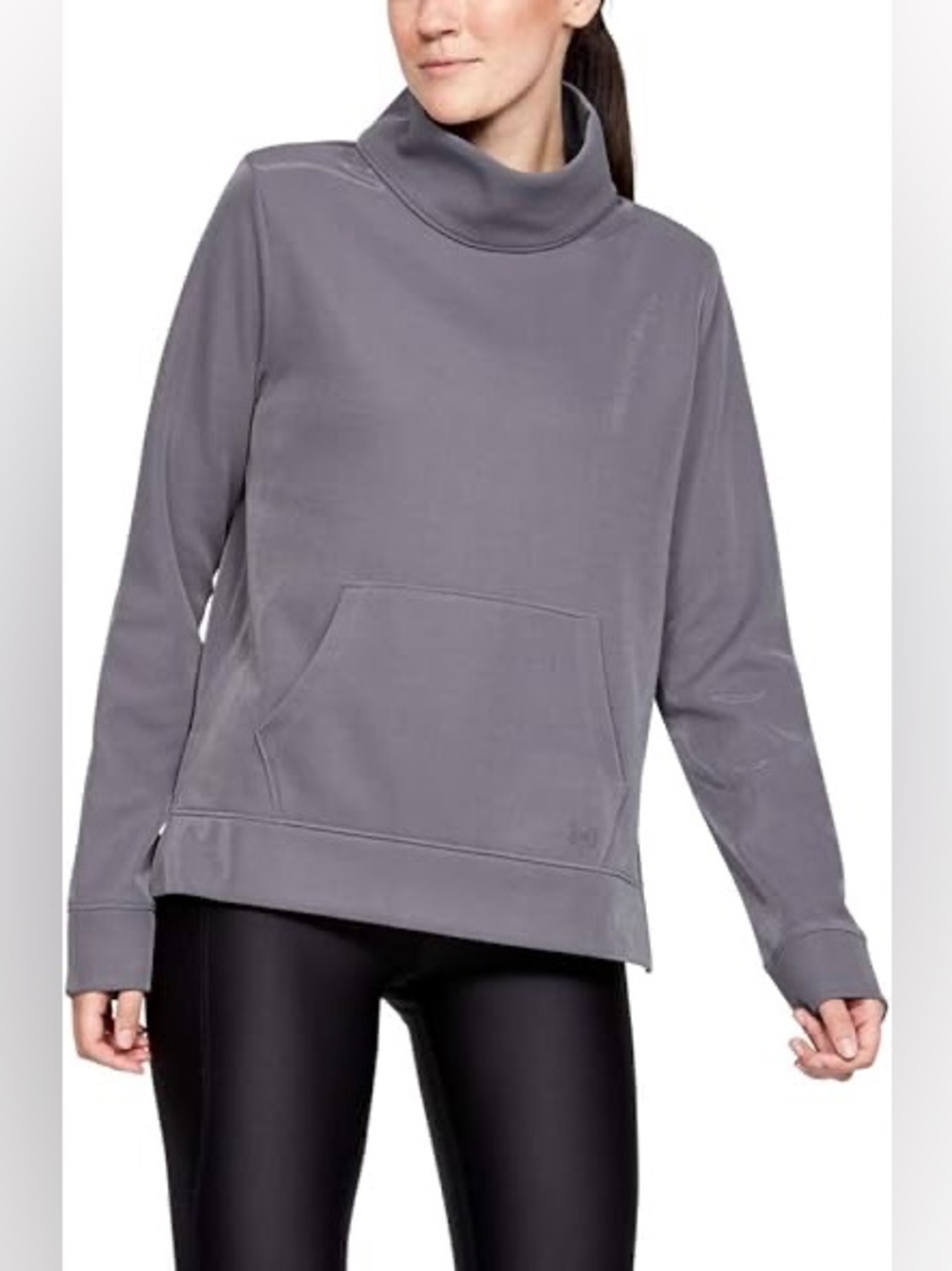 Under Armour Armour Fleece Mock Neck Pullover Sweatshirt Gray Medium Athleisure